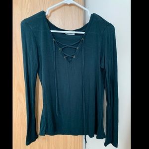 Green-blue long sleeve shirt